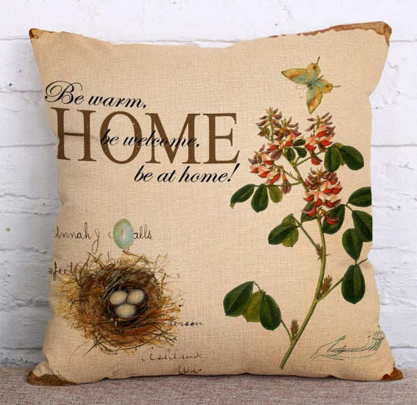 Cushion Cover SET Cotton Linen Throw Pillow, Butterfly style - LiYiFabrics