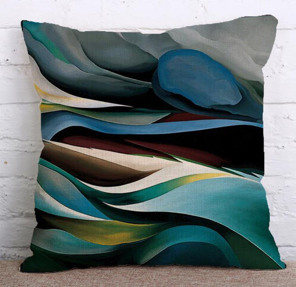 Cushion Cover SET Cotton Linen Throw Pillow, Abstract Flowers design - LiYiFabrics