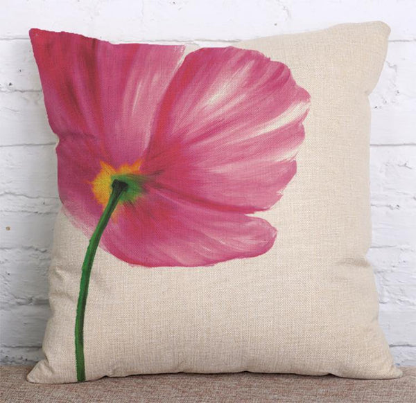 Cushion Cover SET Cotton Linen Throw Pillow, Abstract Flowers design - LiYiFabrics