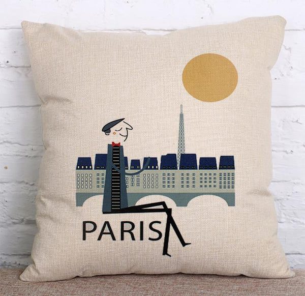 Cushion Cover SET Cotton Linen Throw Pillow, NewYork design - LiYiFabrics