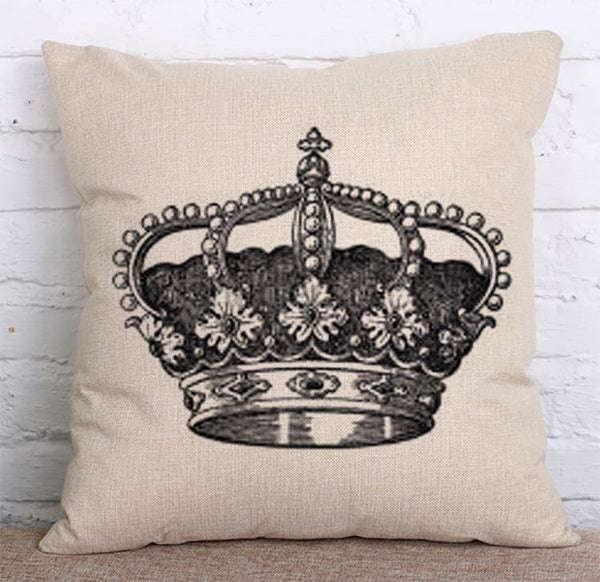 Cushion Cover SET Cotton Linen Throw Pillow,Crown style - LiYiFabrics