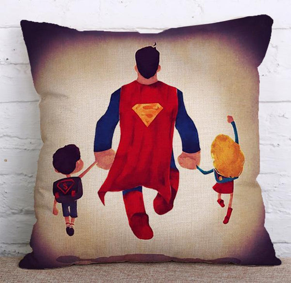 Cushion Cover SET Cotton Linen Throw Pillow, Super Heroes painted - LiYiFabrics