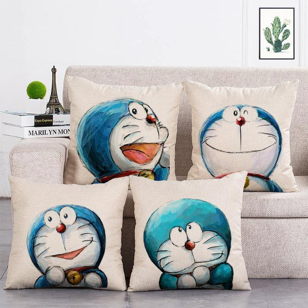 Cushion Cover SET Cotton Linen Throw Pillow, Doraemon - LiYiFabrics