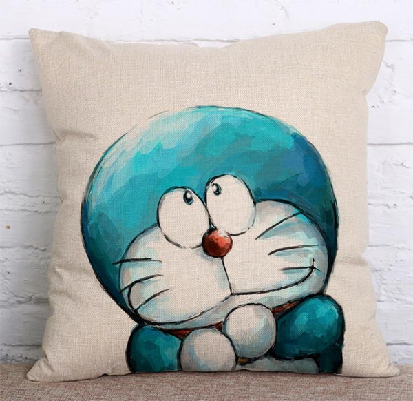 Cushion Cover SET Cotton Linen Throw Pillow, Doraemon - LiYiFabrics