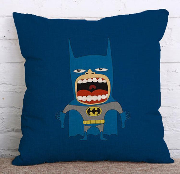 Cushion Cover SET Cotton Linen Throw Pillow, Crazy Super Hero - LiYiFabrics