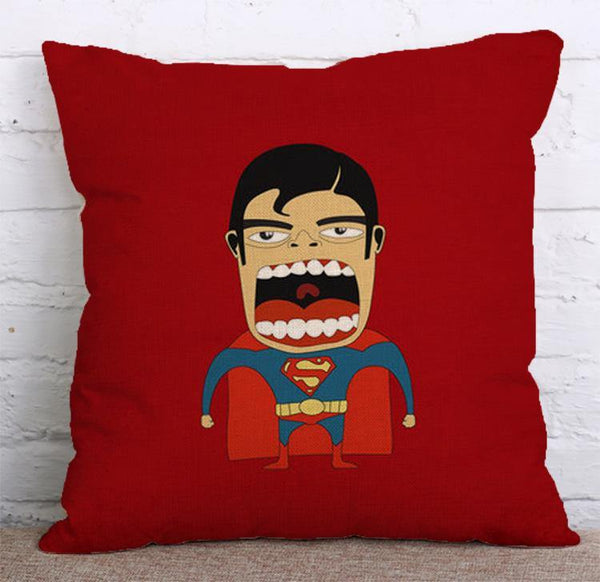 Cushion Cover SET Cotton Linen Throw Pillow, Crazy Super Hero - LiYiFabrics