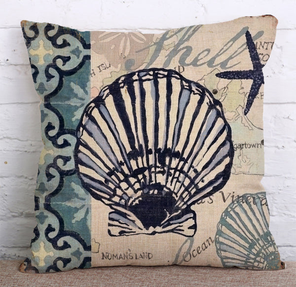 Cushion Cover SET Cotton Linen Throw Pillow, Seaside - LiYiFabrics