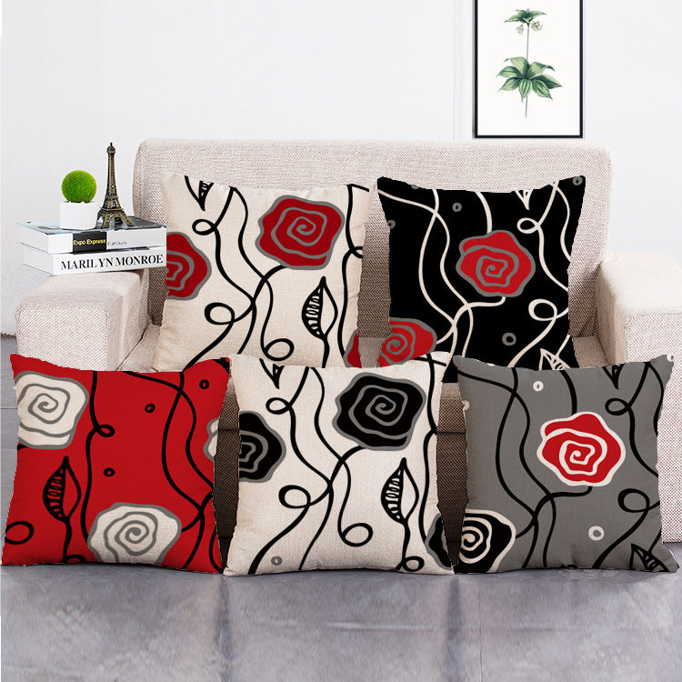 Cushion Cover SET Cotton Linen Throw Pillow,Abstract Flowers design by lyfabrics - LiYiFabrics