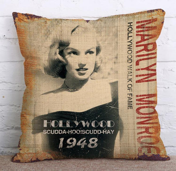 Cushion Cover SET Cotton Linen Throw Pillow,Marilyn Monroe design - LiYiFabrics