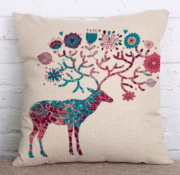 Cushion Cover SET Cotton Linen Throw Pillow, Deers - LiYiFabrics