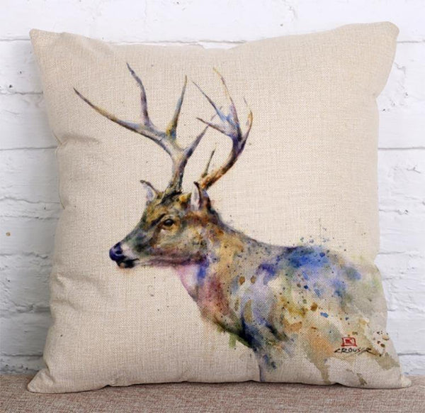 Cushion Cover SET Cotton Linen Throw Pillow, Deers - LiYiFabrics