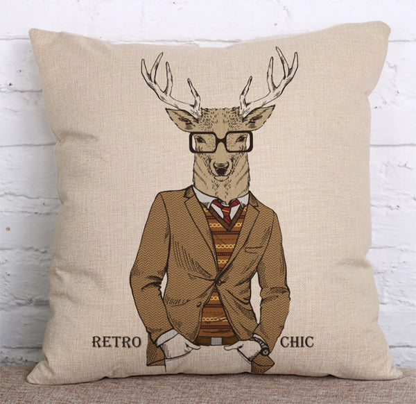 Cushion Cover SET Cotton Linen Throw Pillow,Mr.Animal - LiYiFabrics