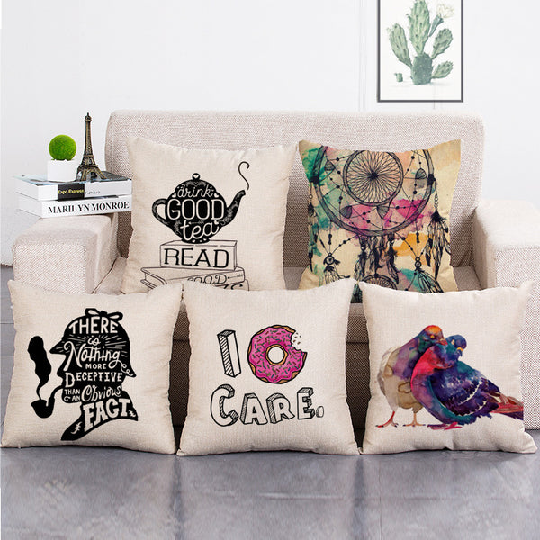 Cushion Cover SET Cotton Linen Throw Pillow, Teapot - LiYiFabrics