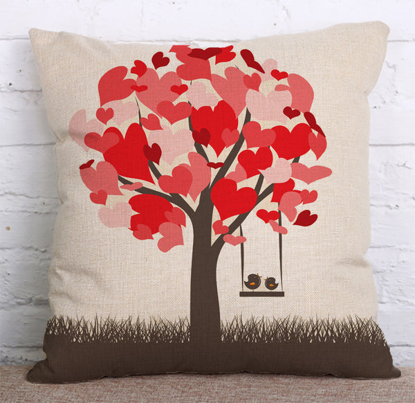 Cushion Cover SET Cotton Linen Throw Pillow, Painted Trees - LiYiFabrics