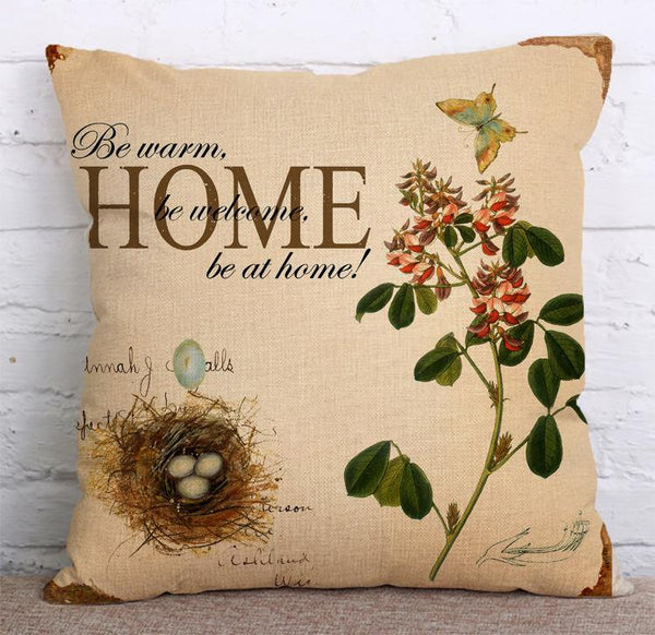 Cushion Cover SET Cotton Linen Throw Pillow, Flowers - LiYiFabrics