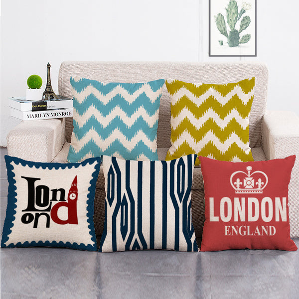 Cushion Cover SET Cotton Linen Throw Pillow,London Style - LiYiFabrics