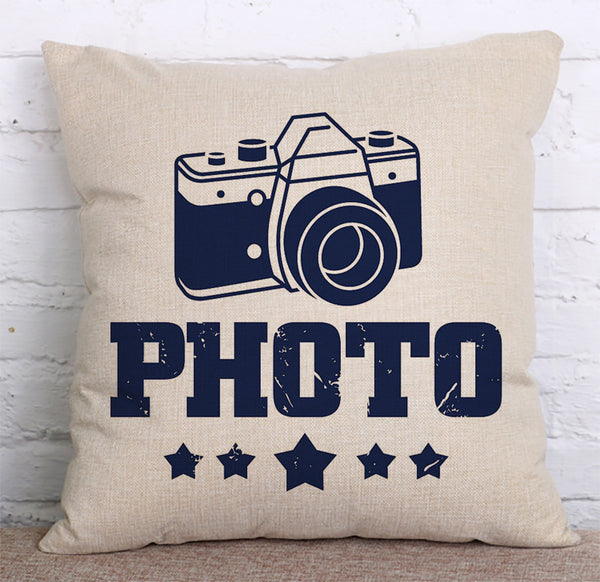 Cushion Cover SET Cotton Linen Throw,Camera style - LiYiFabrics