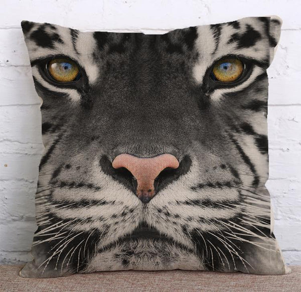 Cushion Cover SET Cotton Linen Throw Pillow, Tiger style - LiYiFabrics