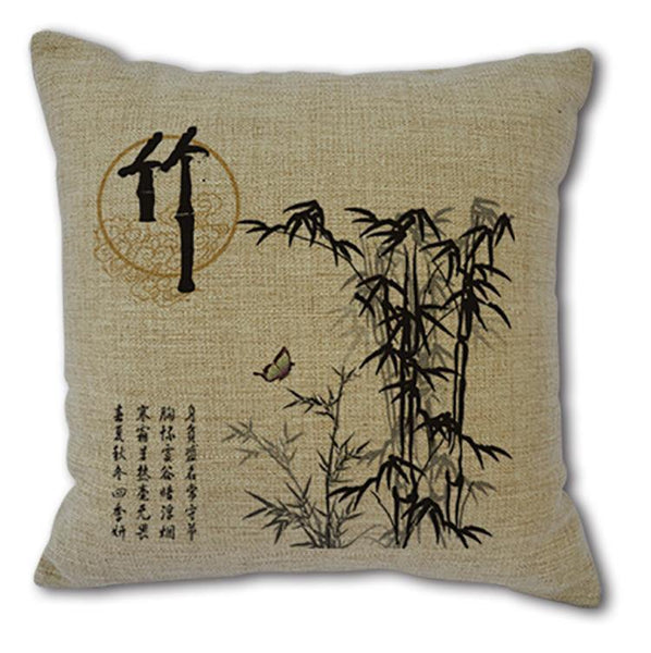 Cushion Cover SET Cotton Linen Throw Pillow,Chrysanthemum Patterns - LiYiFabrics