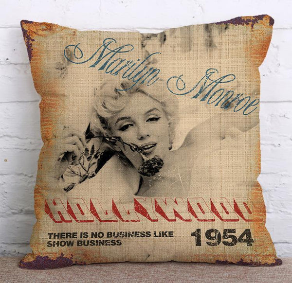 Cushion Cover SET Cotton Linen Throw Pillow,Marilyn Monroe design - LiYiFabrics