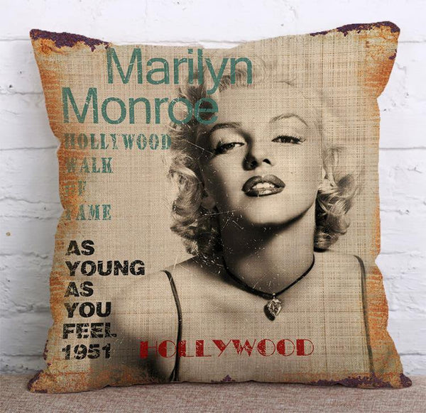 Cushion Cover SET Cotton Linen Throw Pillow,Marilyn Monroe design - LiYiFabrics