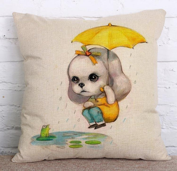 Cushion Cover SET Cotton Linen Throw Pillow, Cartoon style - LiYiFabrics