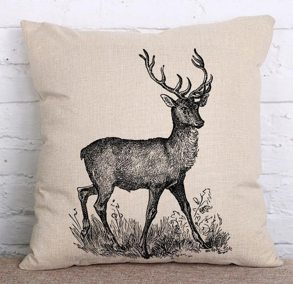 Cushion Cover SET Cotton Linen Throw Pillow, Deers - LiYiFabrics