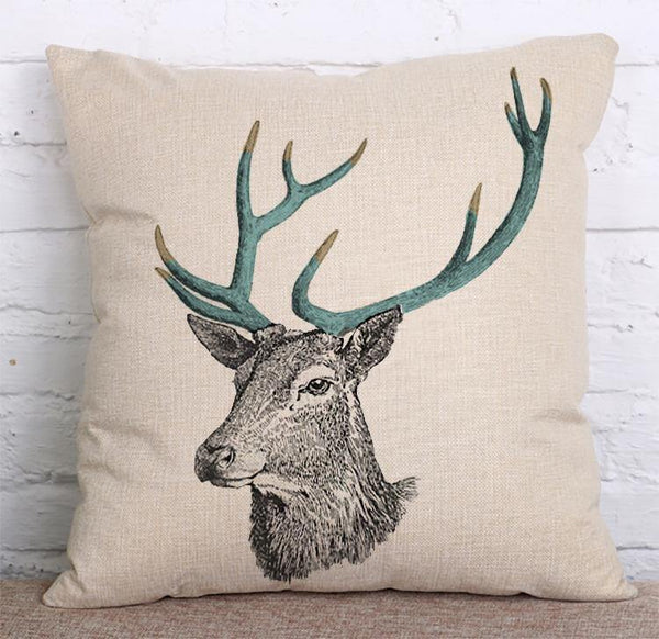 Cushion Cover SET Cotton Linen Throw Pillow, Deers - LiYiFabrics