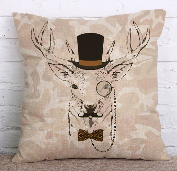 Cushion Cover SET Cotton Linen Throw Pillow,Mr.Animal - LiYiFabrics