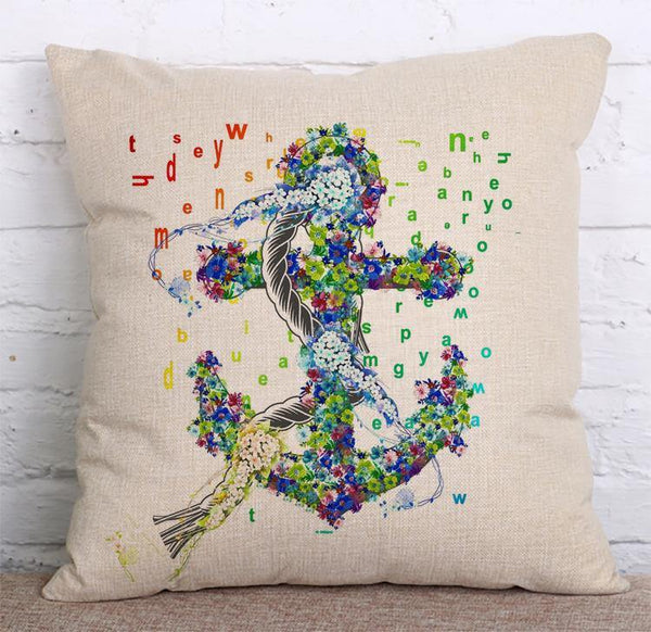Cushion Cover SET Cotton Linen Throw Pillow, Anchor design - LiYiFabrics