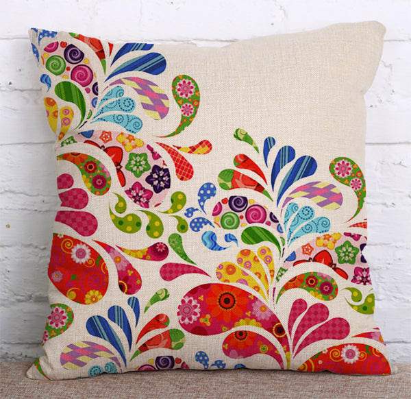 Cushion Cover SET Cotton Linen Throw Pillow, Painted Trees - LiYiFabrics