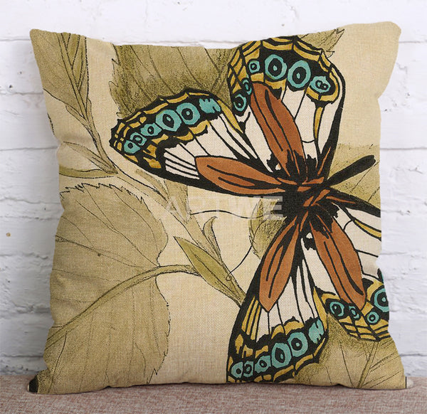 Cushion Cover SET Cotton Linen Throw Pillow, Painted Trees - LiYiFabrics