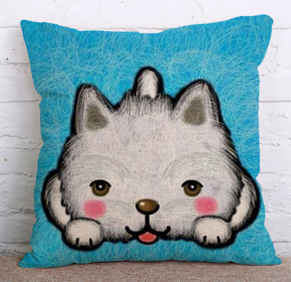 Cushion Cover SET Cotton Linen Throw Pillow,Cartoon Doggy design - LiYiFabrics
