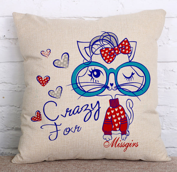 Cushion Cover SET Cotton Linen Throw Pillow,Cartoon Doggy design - LiYiFabrics