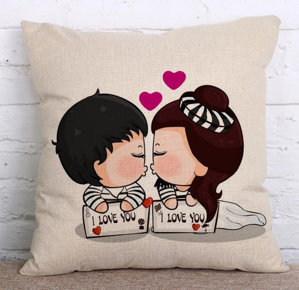 Cushion Cover SET Cotton Linen Throw Pillow, Love Monkeys Style - LiYiFabrics