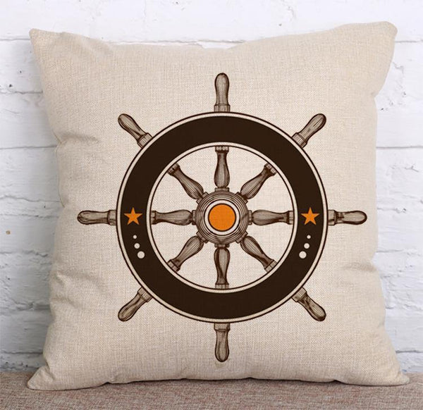 Cushion Cover SET Cotton Linen Throw Pillow, Anchor design - LiYiFabrics