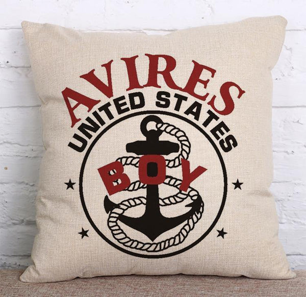 Cushion Cover SET Cotton Linen Throw Pillow, Anchor design - LiYiFabrics