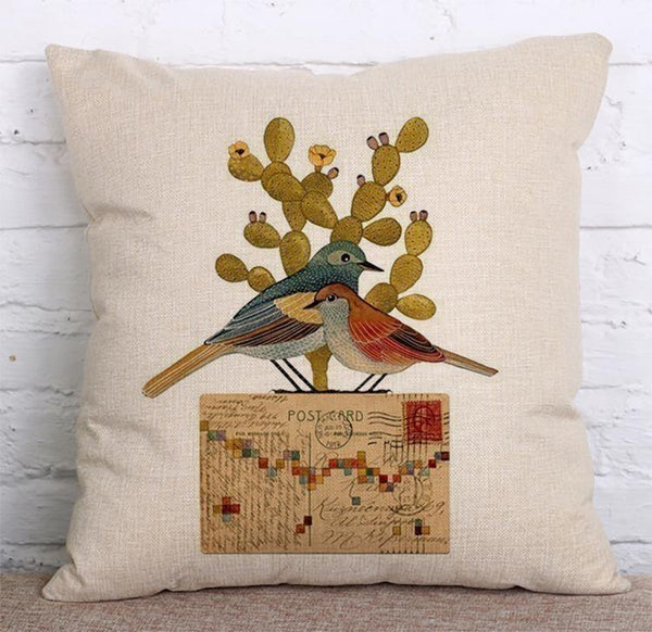 Cushion Cover SET Cotton Linen Throw Pillow, Flower Style - LiYiFabrics