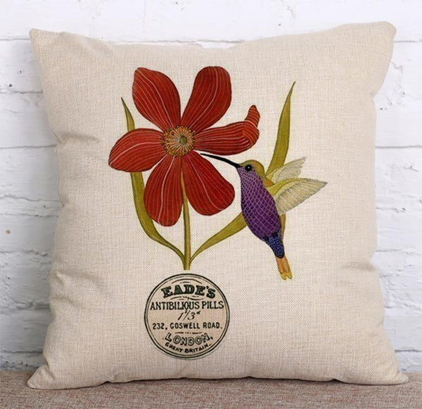 Cushion Cover SET Cotton Linen Throw Pillow, Flower Style - LiYiFabrics