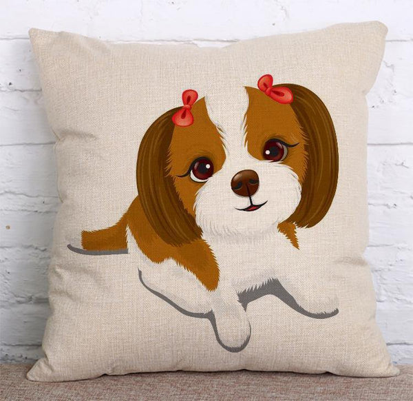 Cushion Cover SET Cotton Linen Throw Pillow, Doggy&Cat - LiYiFabrics