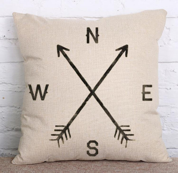 Cushion Cover SET Cotton Linen Throw Pillow, Arrows design - LiYiFabrics