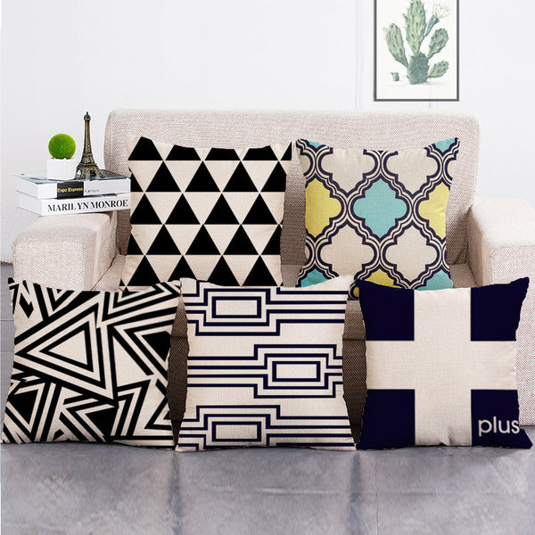 Cushion Cover SET Cotton Linen Throw Pillow, Plus Style - LiYiFabrics