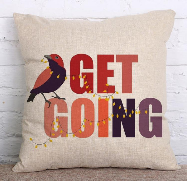 Cushion Cover SET Cotton Linen Throw Pillow, Bird design - LiYiFabrics