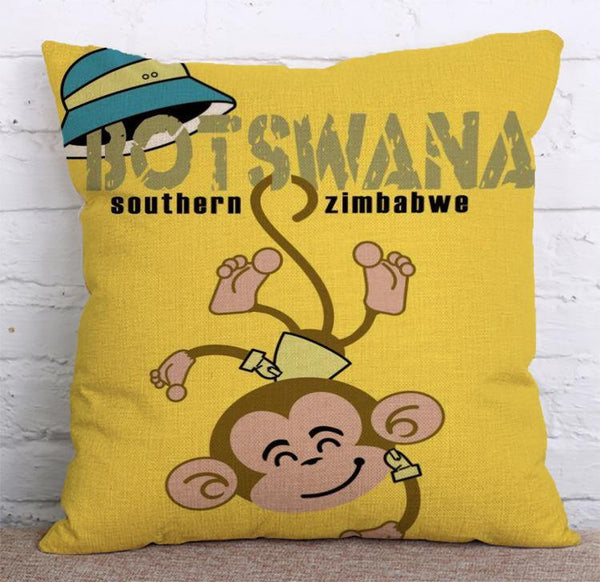 Cushion Cover SET Cotton Linen Throw Pillow, Love Monkeys Style - LiYiFabrics