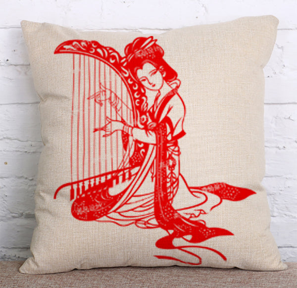 Cushion Cover SET Cotton Linen Throw Pillow, Paper-cut Style - LiYiFabrics