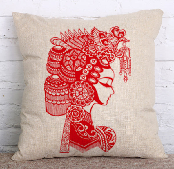 Cushion Cover SET Cotton Linen Throw Pillow, Paper-cut Style - LiYiFabrics