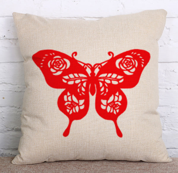 Cushion Cover SET Cotton Linen Throw Pillow, Paper-cut Style - LiYiFabrics