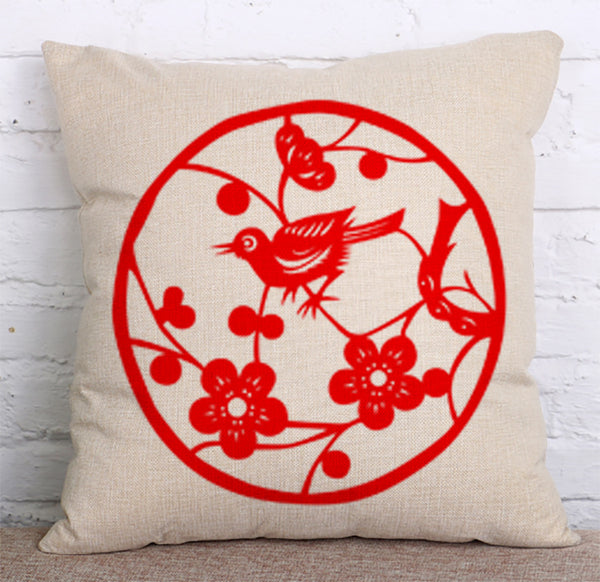 Cushion Cover SET Cotton Linen Throw Pillow, Paper-cut Style - LiYiFabrics
