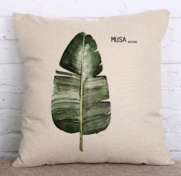 Cushion Cover SET Cotton Linen Throw Pillow, Green Plants - LiYiFabrics