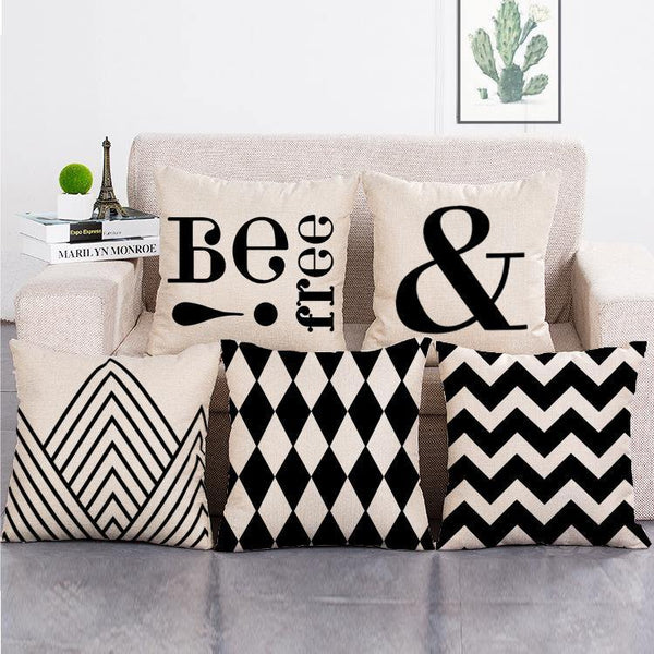 Cushion Cover SET Cotton Linen Throw Pillow, BE FREE Style - LiYiFabrics